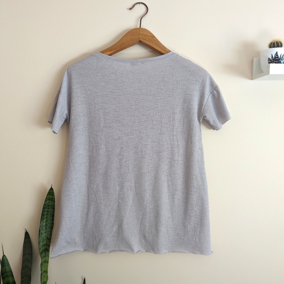 Grey flowy shirt with sparkling beads, women US 5 Zara - Picture 3 of 3
